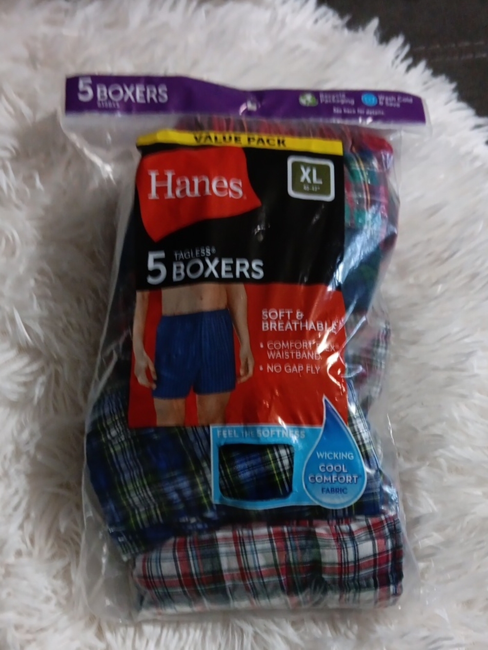 Hanes Men's Plaid Boxer Shorts Pack - Blue, Red, Green (5-Pack)